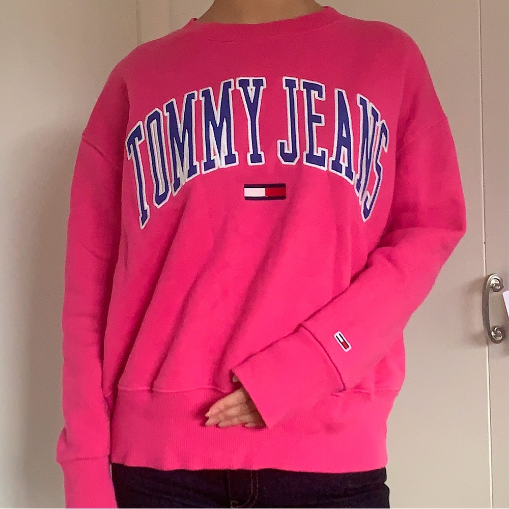 Tommy Hilfiger Logo Cotton Pink Crewneck Sweater